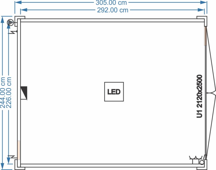 Isolierter Lagercontainer 3.05m x 2.44m, Tür 2120mm x 2500mm