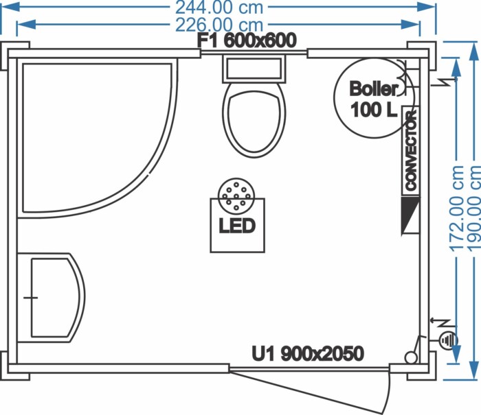 Sanitärcontainer 2.40m x 1.90m