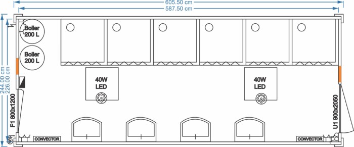 Sanitärcontainer – Duschen 6.05m x 2.44m x 2.85m