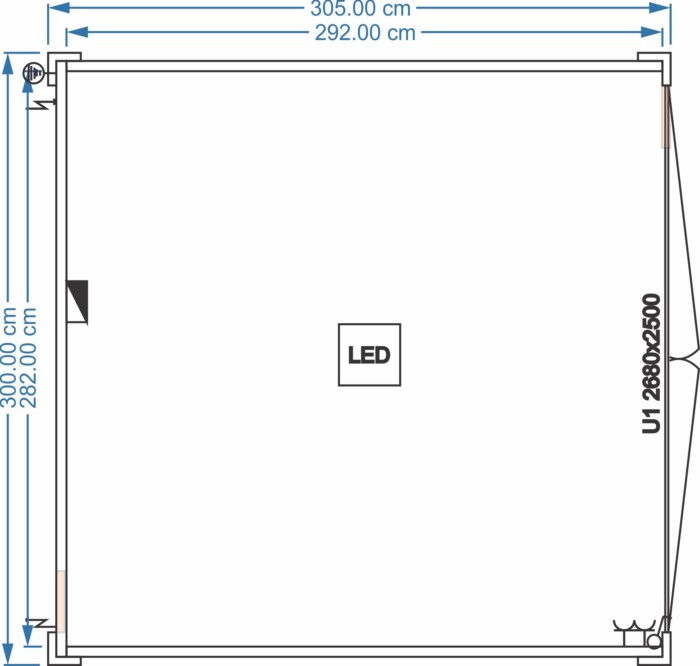 Isolierter Lagercontainer 3.05m x 3.00m, Tür 2120mm x 2500mm