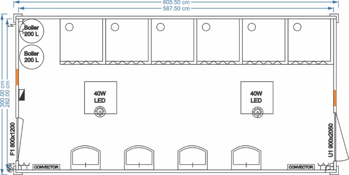 Sanitärcontainer – Duschen 6.05m x 3.00m x 2.85m