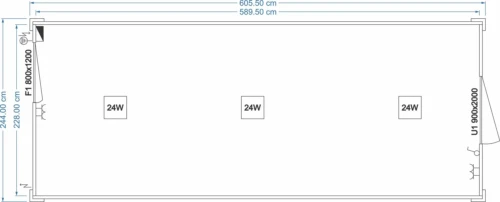 Grundriss FDC START Universalcontainer 6,05 x 2,44 m, 1 Fenster